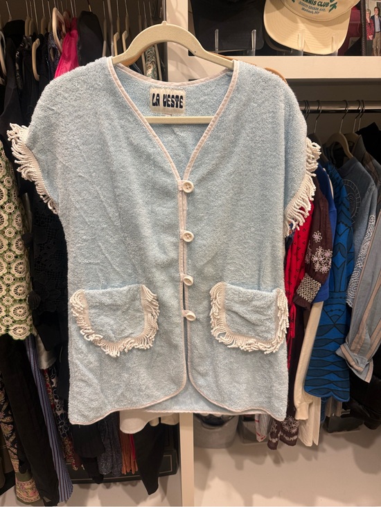La Veste Other - La Veste Light Blue Fringe Terry Coverup SET
